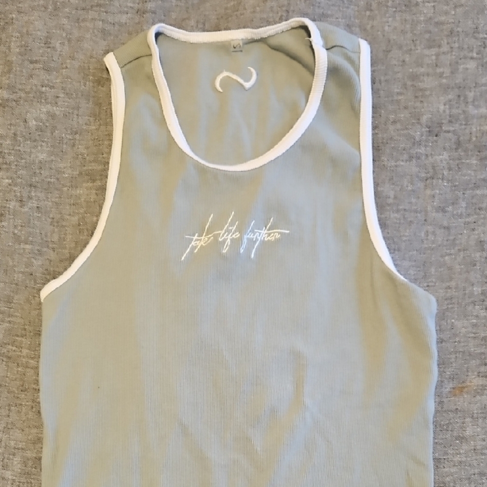 Zara Gray Tank Top with White Trim